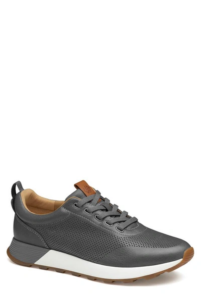 Johnston & Murphy Men's Kinnon Perfed Jogger Lace-up Sneakers In Black Full Grain