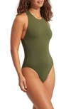 Seafolly Collective One-piece Swimsuit In Olive
