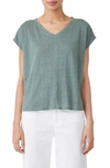 Eileen Fisher V-neck Short-sleeve Organic Linen Tee In Nile