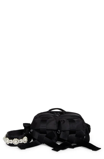 Simone Rocha Crossbody Bum Bag In Black/ Pearl