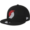 New Era Black Portland Trail Blazers Official Team Color 9fifty Adjustable Snapback Hat In Black