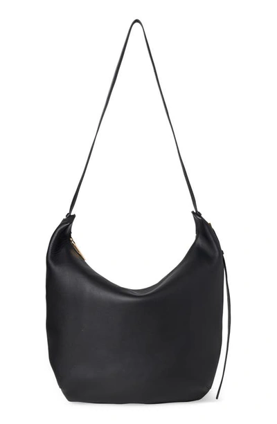 The Row Allie Leather Shoulder Bag In Black