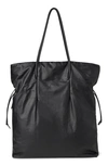 The Row Polly Leather Tote In Black