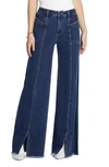 Wash Lab Denim Front Slit Wide Leg Jeans In Brushed Denim