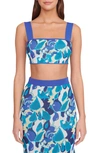 STAUD ZOLA LEAF PRINT CROP TOP