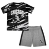 OUTERSTUFF INFANT BLACK/HEATHER GRAY CHICAGO WHITE SOX STEALING HOMEBASE 2.0 T-SHIRT & SHORTS SET