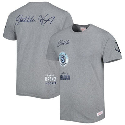 Mitchell & Ness Men's  Heather Gray Seattle Kraken City Collection T-shirt