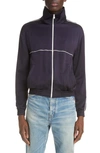 Saint Laurent Men's Retro Track Teddy Jacket In Marine Fonce