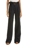 VERONICA BEARD RIMINI BELTED WIDE LEG LINEN BLEND TROUSERS