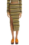 Jacquemus La Jupe Maille Concha Asymmetric Stripe Skirt In Dark Green