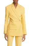 Jacquemus Tibau Linen Double-breasted Blazer In Yellow