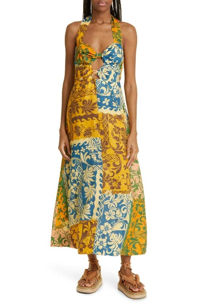 Alemais Archie Printed Linen Midi Dress In Multicolor
