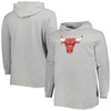 Fanatics Branded Heather Gray Chicago Bulls Big & Tall Pullover Hoodie In Heather Gray