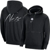 NIKE NIKE HEATHER BLACK BROOKLYN NETS COURTSIDE VERSUS FLIGHT PULLOVER HOODIE