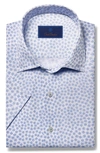 DAVID DONAHUE STARFISH PRINT SHORT SLEEVE LINEN & COTTON BUTTON-UP SHIRT