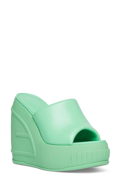 Fendi First Wedge Slide Sandal In Green
