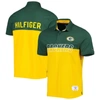 TOMMY HILFIGER TOMMY HILFIGER GOLD/GREEN GREEN BAY PACKERS COLOR BLOCK POLO