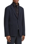 Zegna High Performance™ Jersey Jacket With Removable Suede Bib In Navy