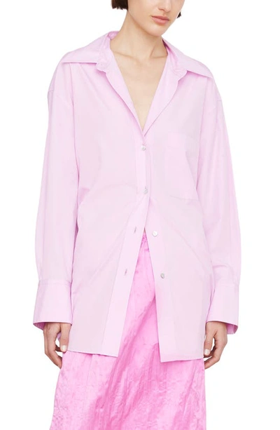 Shop Vince Oversize Cotton Button-up Shirt In Rosea