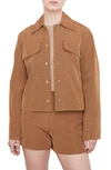 Vince Textured Shirt Jacket In Amber Wave