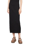 Vince Smocked Cotton Blend Midi Skirt In Black
