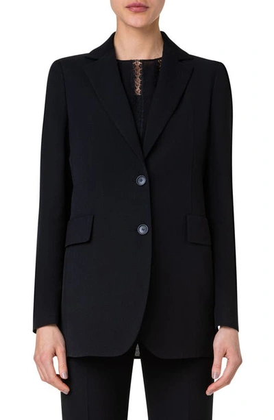 Akris Glenn Structured Cotton Double-face Blazer Jacket In Black