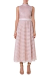 AKRIS SQUARE EMBROIDERED SILK TULLE DRESS