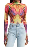 AFRM ZADIE PRINT MESH TURTLENECK