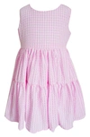 Popatu Kids' Check Tiered Dress In Pink
