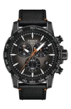 TISSOT SUPERSPORT LEATHER STRAP CHRONOGRAPH WATCH, 45.5MM