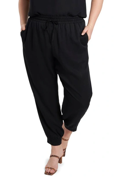 1.state Pull-on Crepe Jogger Trousers In Black