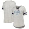 Profile Heather Gray North Carolina Tar Heels Plus Size Lace-up T-shirt In Heather Gray