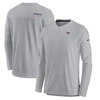 NIKE NIKE GRAY NEW ENGLAND PATRIOTS SIDELINE COACH CHEVRON LOCK UP LONG SLEEVE V-NECK PERFORMANCE T-SHIRT