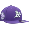 NEW ERA NEW ERA PURPLE OAKLAND ATHLETICS LIME SIDE PATCH 59FIFTY FITTED HAT