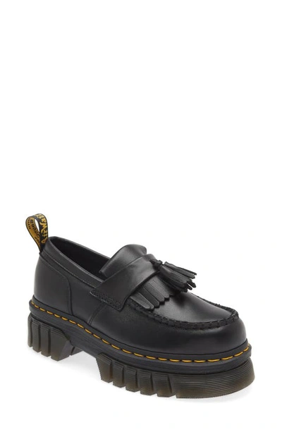 Dr. Martens' Audrick Tassel Platform Loafer In Black Nappa