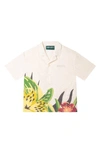 KENZO KIDS' TROPICAL PRINT SHORT SLEEVE COTTON BUTTON-UP SHIRT