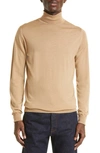 John Smedley Richard Turtleneck Merino Wool Sweater In Light Camel