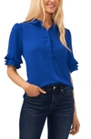 Cece Ruffle Sleeve Collar Blouse In Deep Royal Blue