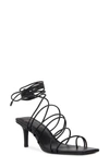 BLACK SUEDE STUDIO NAVI ANKLE WRAP STILETTO