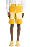 Jacquemus Checkerboard-print Knee-length Shorts In 2ad Yellow Checks