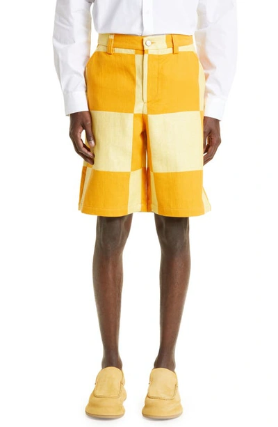 Jacquemus Checkerboard-print Knee-length Shorts In Multi-colored