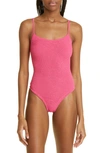 Hunza G Pamela Crinkle One-piece Swimsuit In Pink