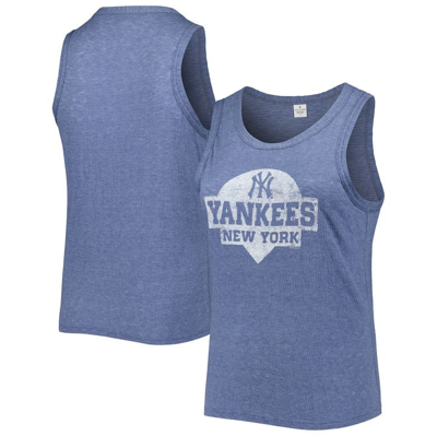 Soft As A Grape Navy New York Yankees Plus Size High Neck Tri-blend Tank Top