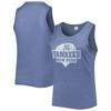 Soft As A Grape Navy New York Yankees Plus Size High Neck Tri-blend Tank Top In Navy