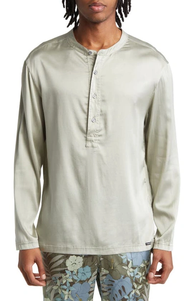 Tom Ford Silk Pajama Shirt In Grey