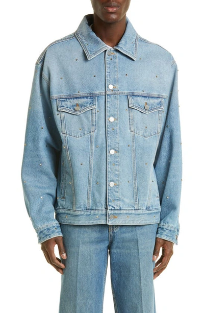 Valentino Studs Denim Jacket In Blue