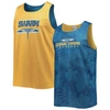 FOCO FOCO YELLOW/NAVY GEORGIA SWARM REVERSIBLE MESH TANK TOP