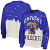 Gameday Couture Royal Kentucky Wildcats Twice As Nice Faded Dip-dye Pullover Sweatshirt In Royal
