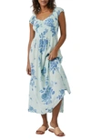FREE PEOPLE FORGET ME NOT FLORAL CUTOUT COTTON DRESS