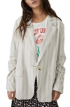 Free People Fern Stripe Oversize Linen Blend Blazer In Dusty Beige